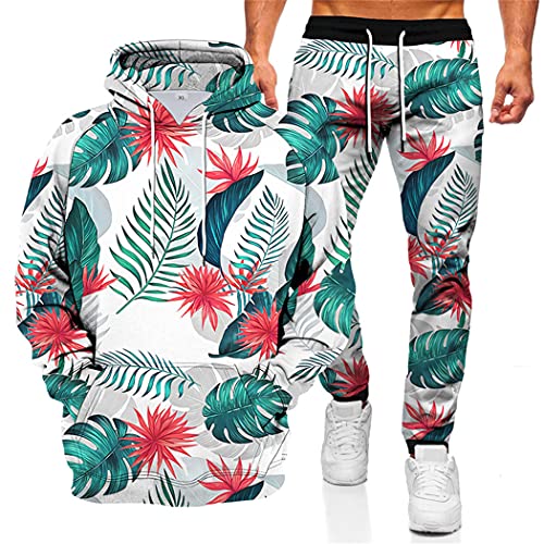 Sweat à capuche imprimé 3D feuilles Harajuku homme XL casual