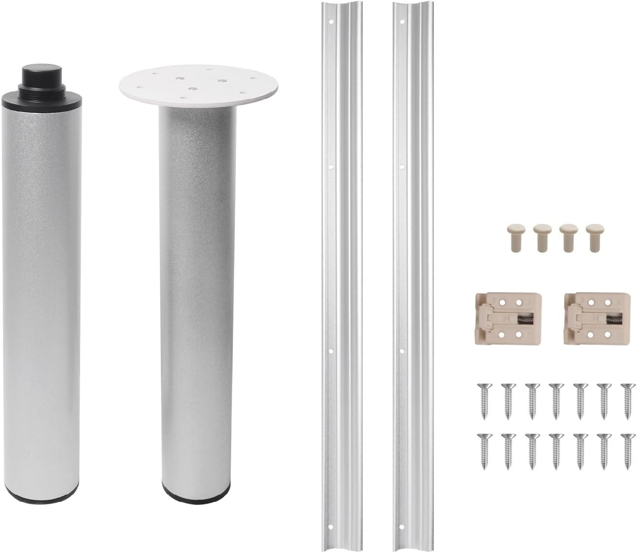 Adjustable RV Table Leg 13-25 Inch, Telescoping Pedestal Stand with 2 Crossbars for Camper Dinette, Pontoon Boat, Travel Trailer, Van. Heavy Duty Black Aluminum DIY Replacement Parts