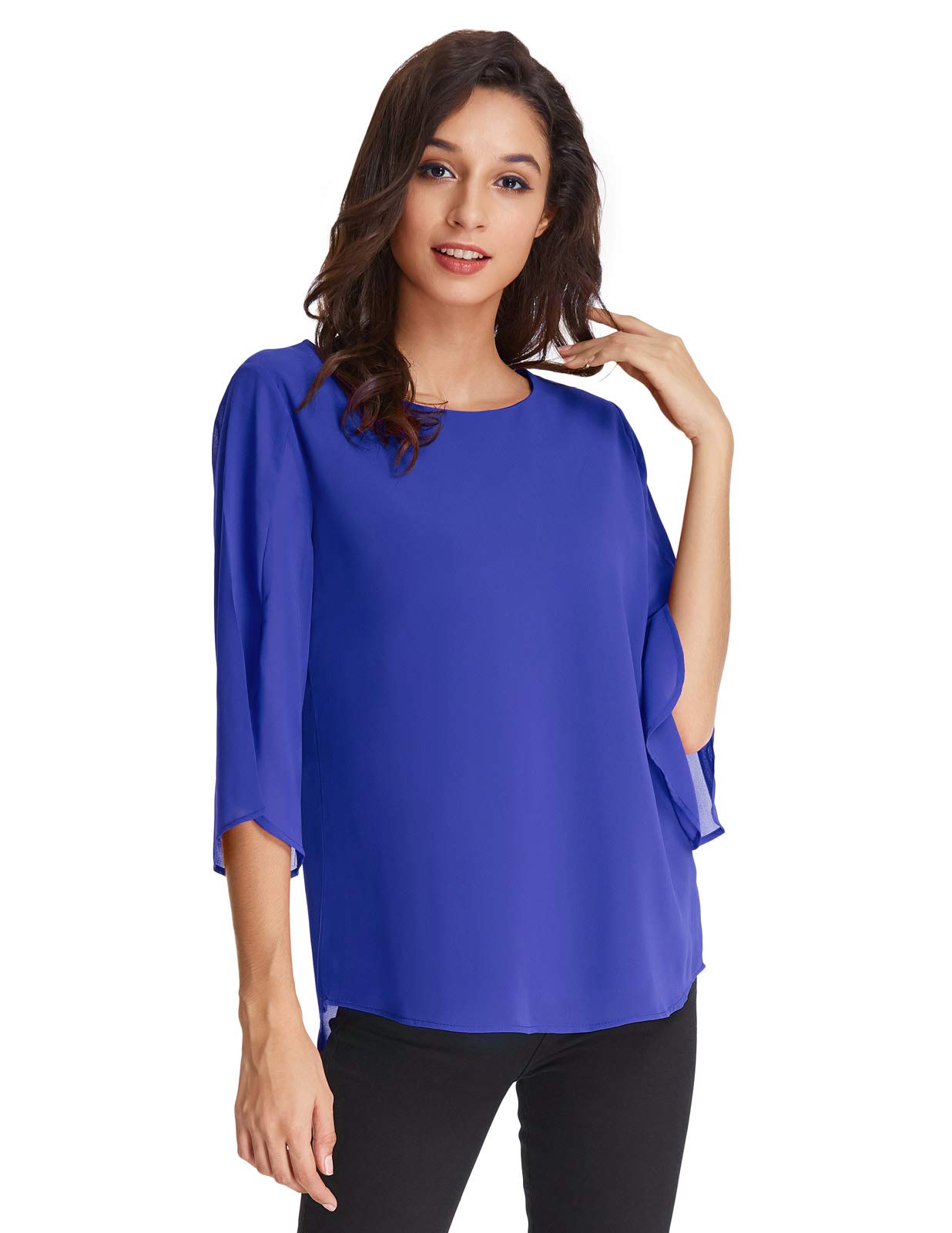 GRACE KARIN Camicia Donna Paillettes a Manica a 3/4 Top Elegante Girocollo Manicotto Split