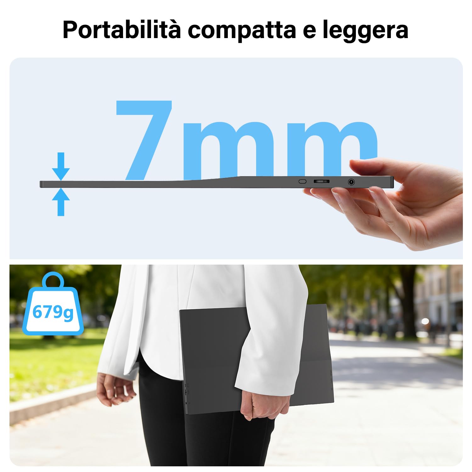 MAGICRAVEN Monitor Portatile 15,6 Pollici 1080P FHD IPS Schermo Portatile PC, Portable Monitor USB C HDMI Monitor Portatile per Laptop/PC/Mac/Telefoni/Switch con Supporti Plug e Play