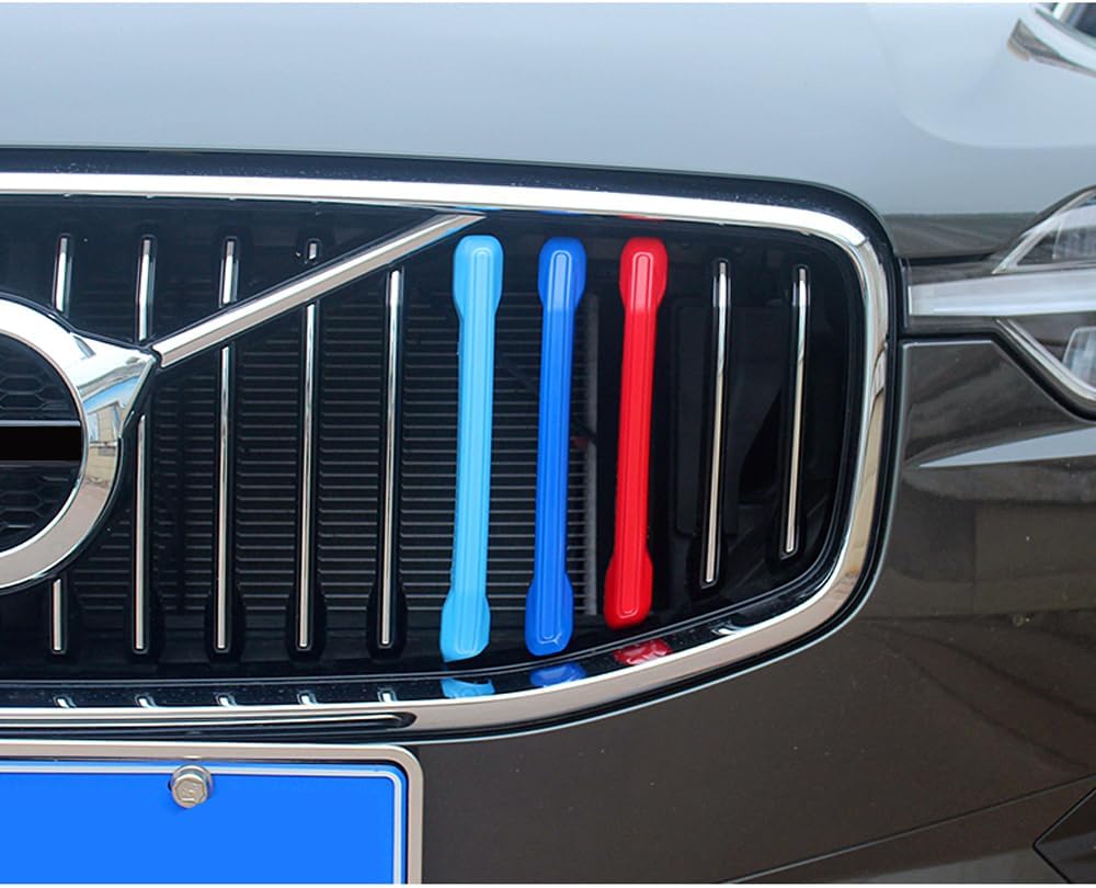Auto Grille Inserts Stripes Trims, Center Kidney Grilles Decoration Compatible with Volvo XC60 2018-2021 Car Accessories Sports,Color A