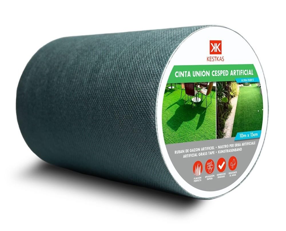 Cinta Unión Césped Artificial 15cm x 10m | Cinta Adhesiva Césped Artificial para Jardín exterior | Unión de Alfombras, Moquetas | Fácil de usar con linea divisoria