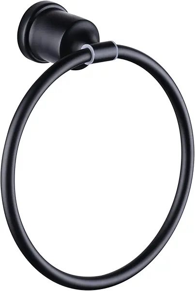 WOWOW Hand Towel Rings for Bathroom Wall - Matte Black Towel Ring Racks for Bathroom Wall Towels Holder, Heavy Duty Round Ring Holder Stainless Steel Black Hand Towels Holder Bar for Bathroo