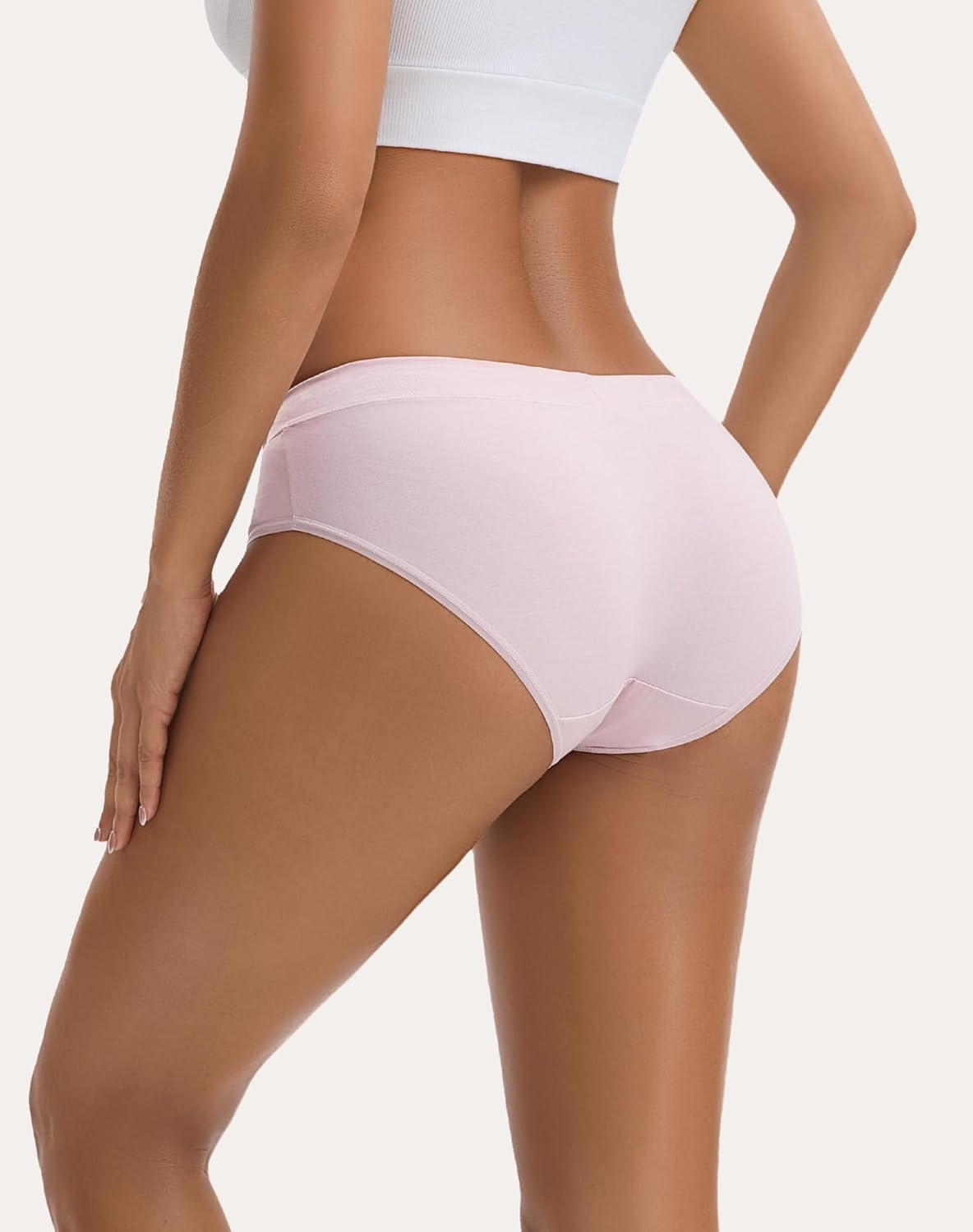 Women's Underwear Cotton Hipster Panties Breathable Mid Waisted Soft Stretch Briefs 3 Pack - Image 2