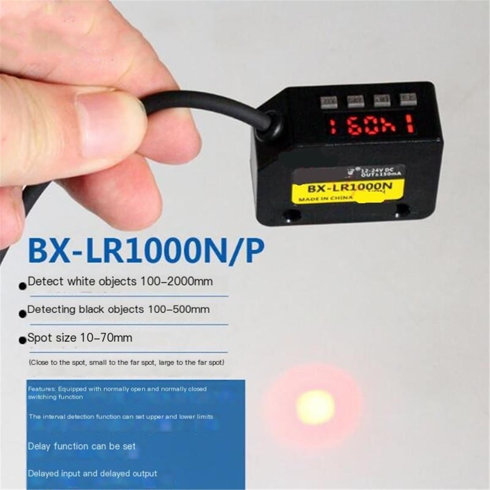 1 x czujnik fotoelektryczny z cyfrowym wyświetlaczem i długodystansowym światłem paskowym (Bx-lr1000n)