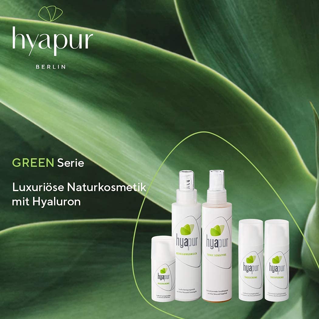 hyapur® - GREEN krem pod oczy 15 ml – naturalna pielęgnacja oczu – do pielęgnacji przeciwzmarszczkowej z ekologicznym wegańskim kosmetykiem z Berlina