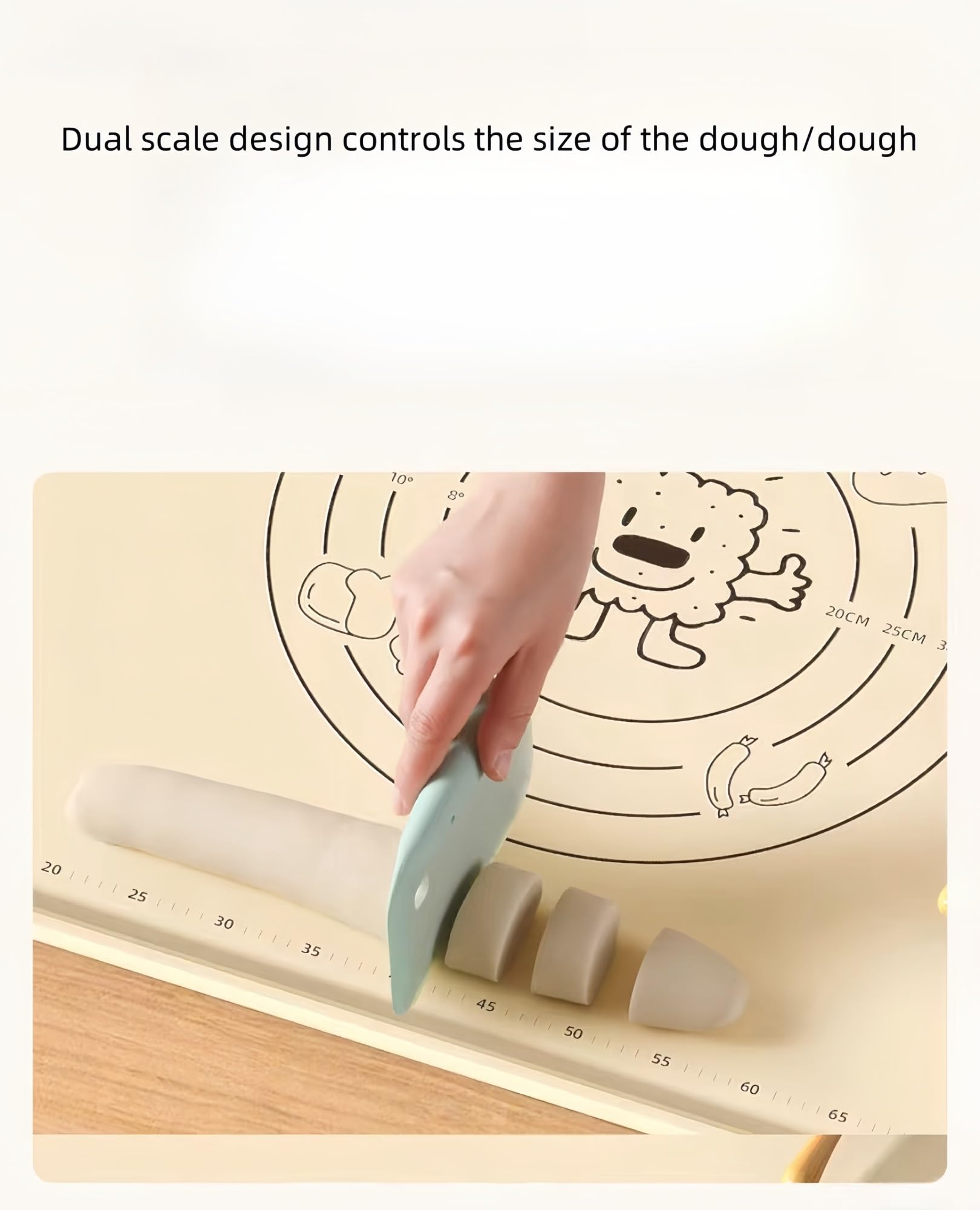 Tappetino per impastare in silicone, antiaderente, facile da pulire, design graduato per precisione, ideale per la preparazione di fondenti e croste di torte