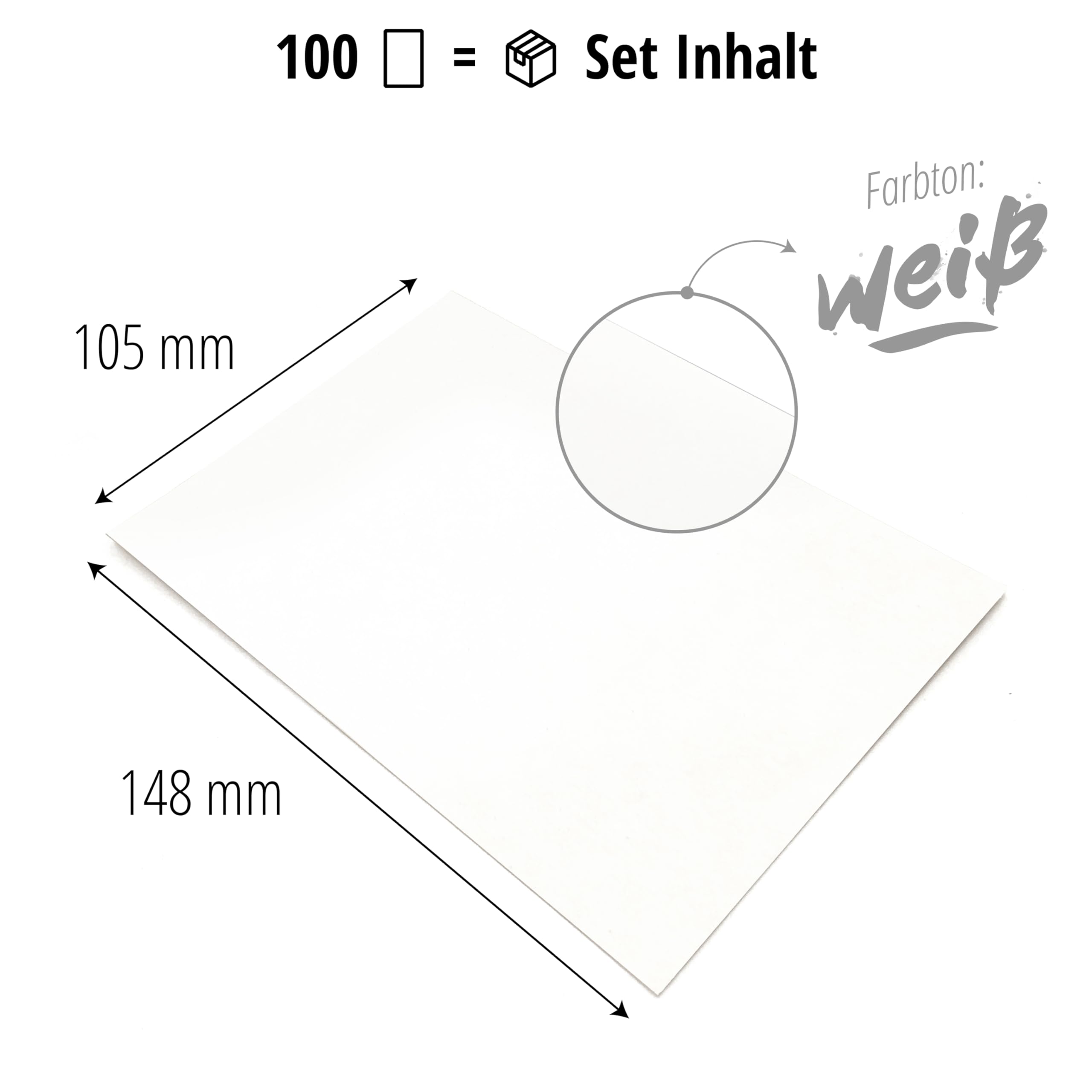 Japun - weiße blanko Postkarten, Papier-Karten Set (100 Stück) zum Selbstgestalten, beschriften oder bedrucken - 280 g/m² - DIN A6-105 x 148 mm