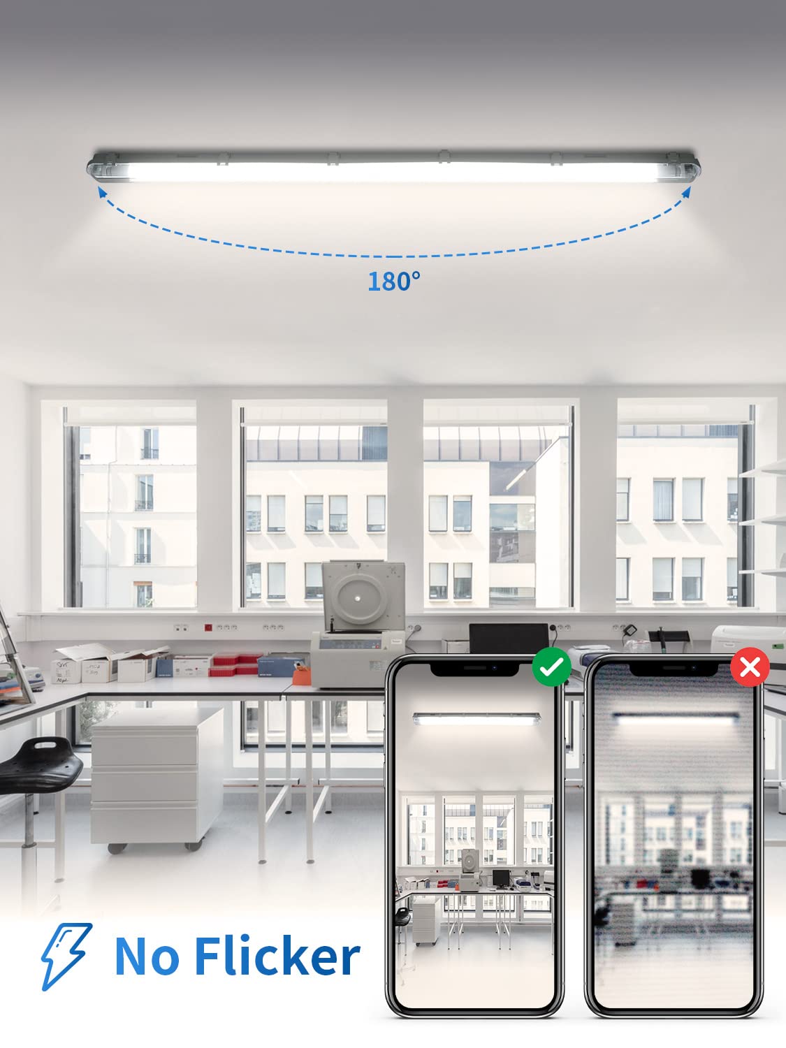 Tubo LED de 120 cm, 18 W, 1800 lúmenes, luz Blanca Neutra de 4000 K, Resistente al Agua (IP65), Ideal para Techo, Cocina, baño, Oficina o sótano. Solución de iluminación de bajo co