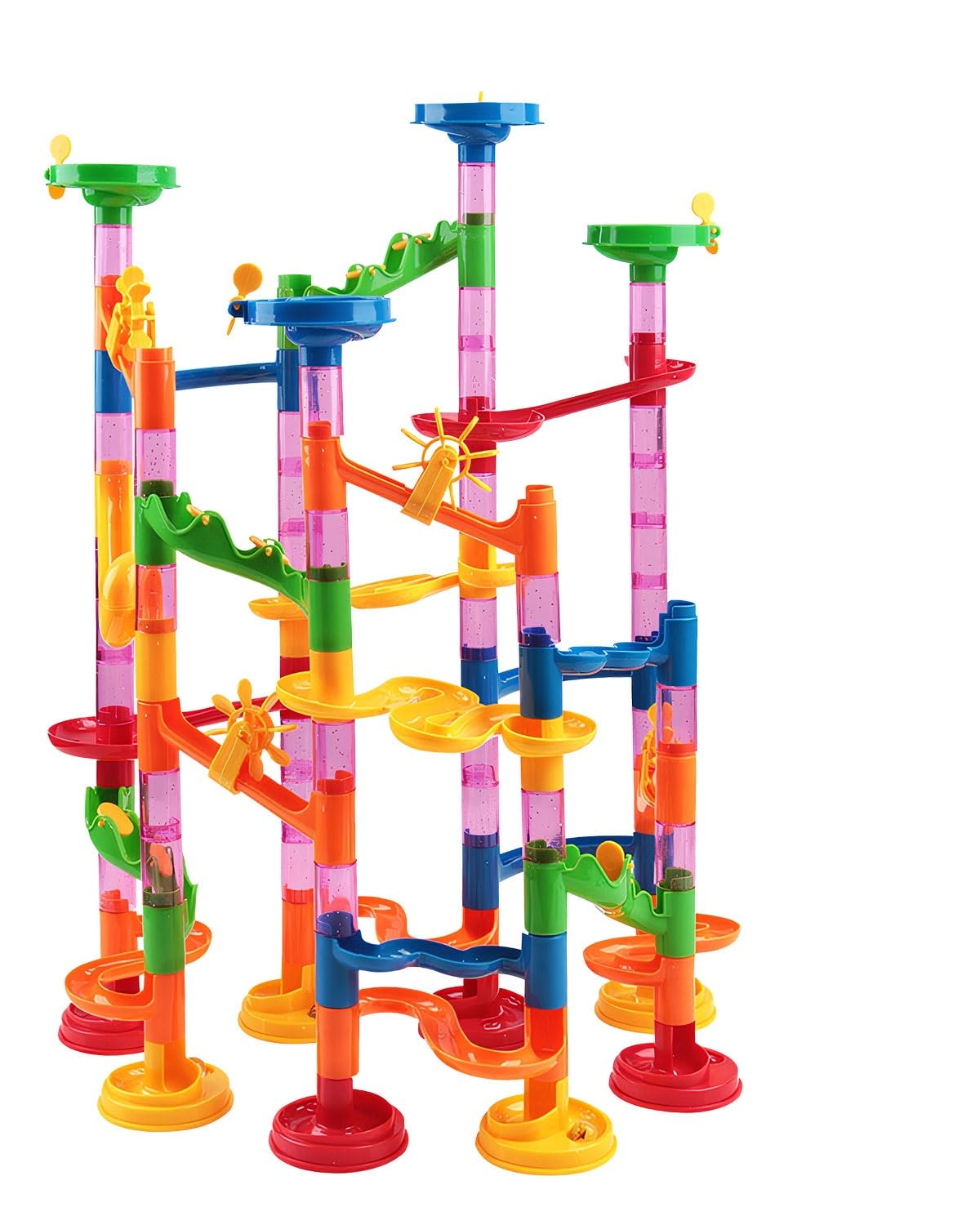 Marble Run 105p, Educational Building Block Toy, Marble Game with 75pcs Track Blocks and 30 Marbles (Detachable), Marble Run for 3+ Year Olds, Boys, Girls Kids