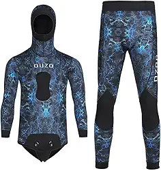 WYYHAA Roupa de mergulho de neoprene para pesca submarina de 5 mm com capuz, 2 peças de manga comprida camuflada de corpo inteiro para mergulho livre em água fria