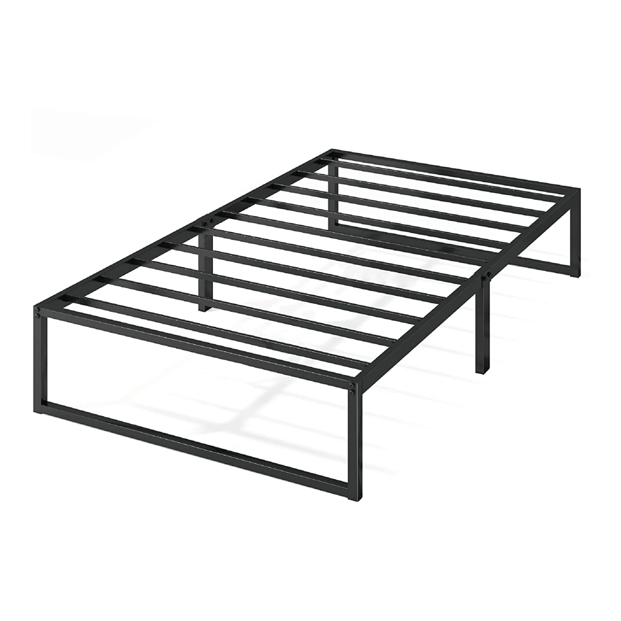 Zinus Lorelai Platform Single Bed Frame, Black - Includes Under-Bed Storage & Steel Slat Support - No Box Spring Needed - Easy to Use & Assemble