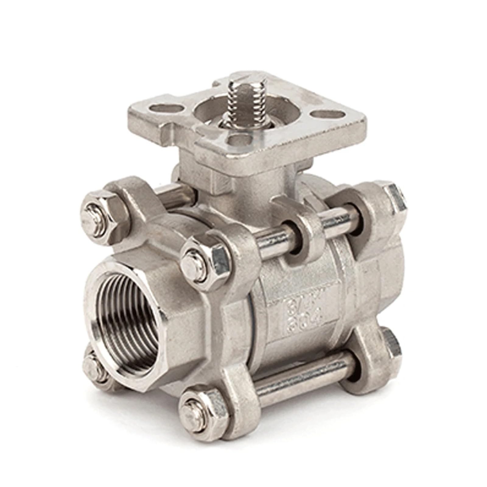 1/4" 3/8" 1/2" 3/4" 1"-2" BSPT Innengewinde 304 Edelstahl, hohe Plattform, robuster 3-teiliger Kugelhahn mit vollem Durchgang(DN15 1l2 Inch BSP,SS304 Heavy Duty)