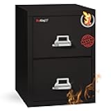 Vertical 2 Drawer Legal Fire Safe File Cabinet with Key Lock, 1 Hour Fire Rated, UL Rated & Water Resistant Home Safe, Made in The USA, Black