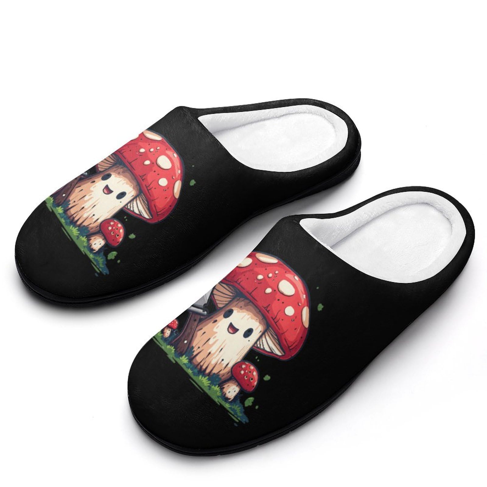 Mushroom with A Knife Womens Cotton Slippers Non-Slip Bedroom Slipper Cute House Shoes for Indoor And Outdoor