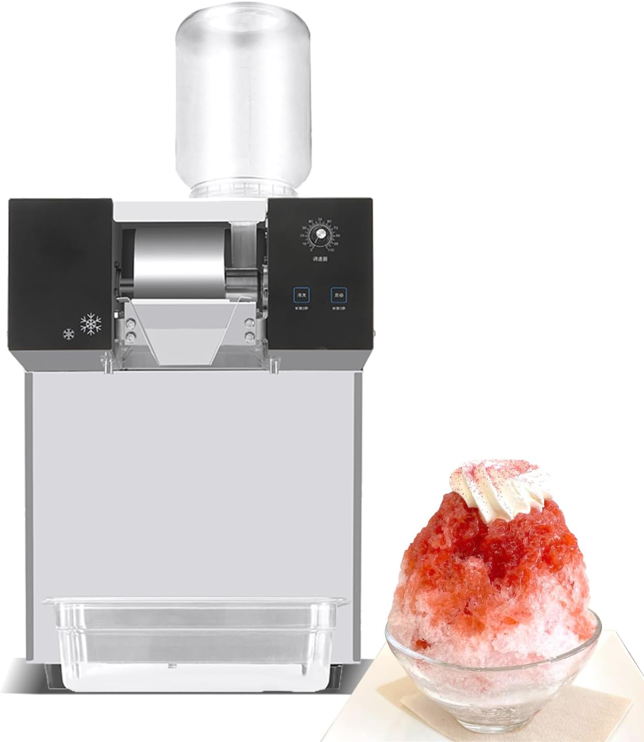 Kolice Commercial Automatic Snowflake Ice Machine, Ice Crusher Shaver, Ice Shaving Machine, Snow Cone Maker 396lbs/day, Air Cooling, Quality Compressor for Restaurant Household