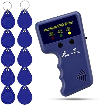 Handheld 125KHz RFID Blocking Reader Writer Copier Duplicater Not Support HID+ 10pcs Writable T5577 Key Cards
