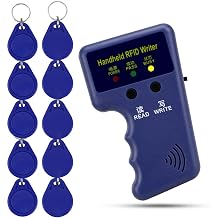 Handheld 125KHz RFID Blocking Reader Writer Copier Duplicater + 10pcs Writable T5577 Key Cards