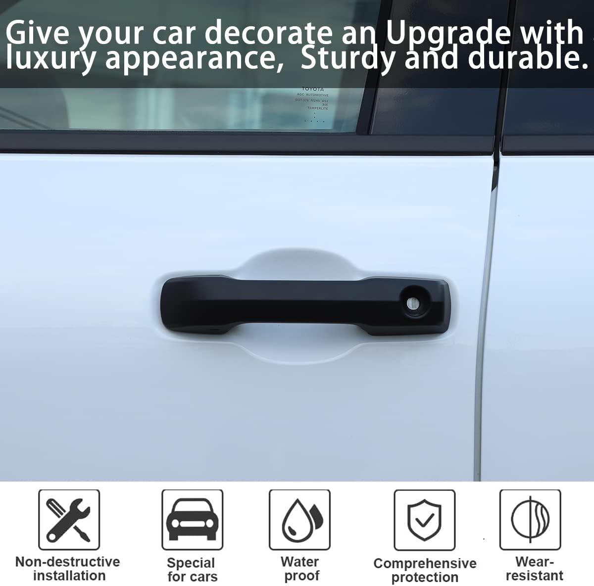 HAPPYHORSE Fit for Toyo-ta Tundr-a 2022-2023 Door Outer Handle Protector Cover Trim ABS car Accessories (Not Suitable for 2022 Tundra Limited) (Matte Black Combination) (YW-2274AB)