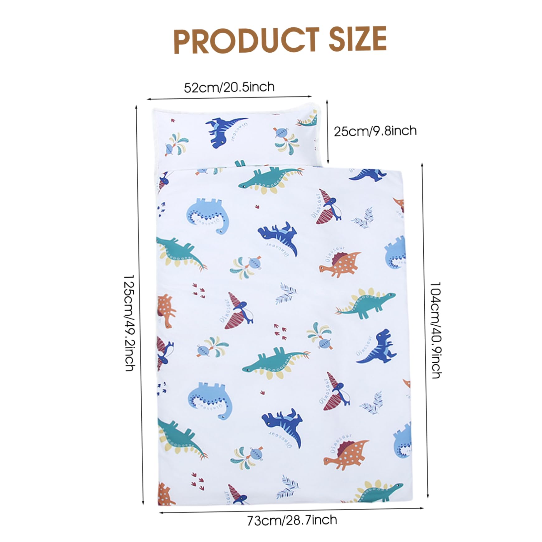 Tappetino per pisolino per bambini, Tappetino per pisolino per bambini con cuscino e coperta 49x20 Sacco a pelo anti-calcio con manico arrotolabile con stampa di dinosau