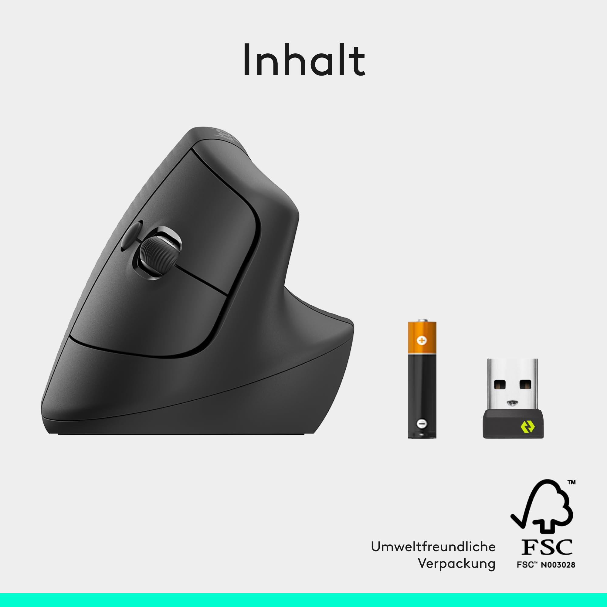 Logitech Lift Vertikale Ergonomische Maus, Kabellos, Bluetooth oder Logi Bolt USB-Empfänger, Leise Klicks, 4 Tasten, Kompatibel mit Windows/macOS/iPadOS, Laptop, PC - Grau
