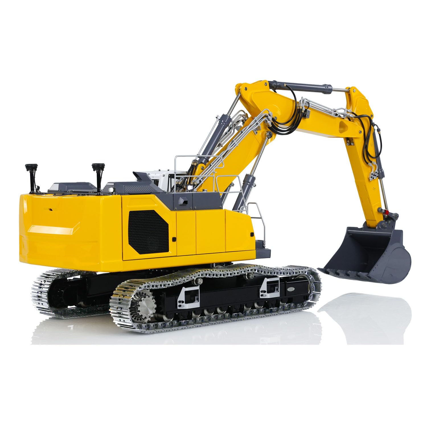 Escavatore idraulico RC, scala 1:14, a 3 bracci, Aoue-LR945, in metallo laccato, assemblato