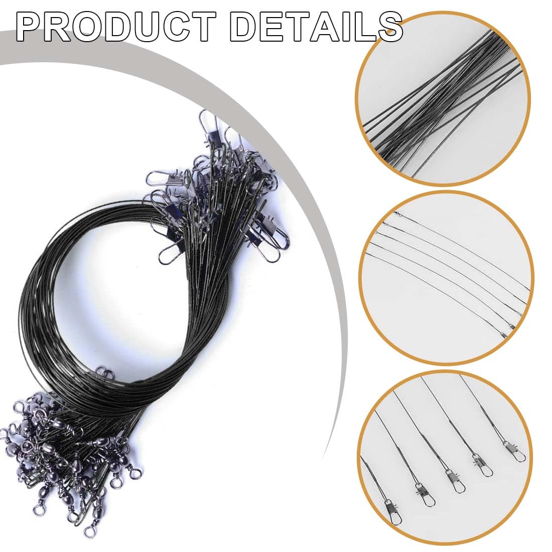 40Pcs líderes de línea de Pesca - Cable de Líder de Pesca Acero Inoxidable 15cm 20cm 25cm 30cm para Pesca Línea Sedal para Pescar 6-14kg