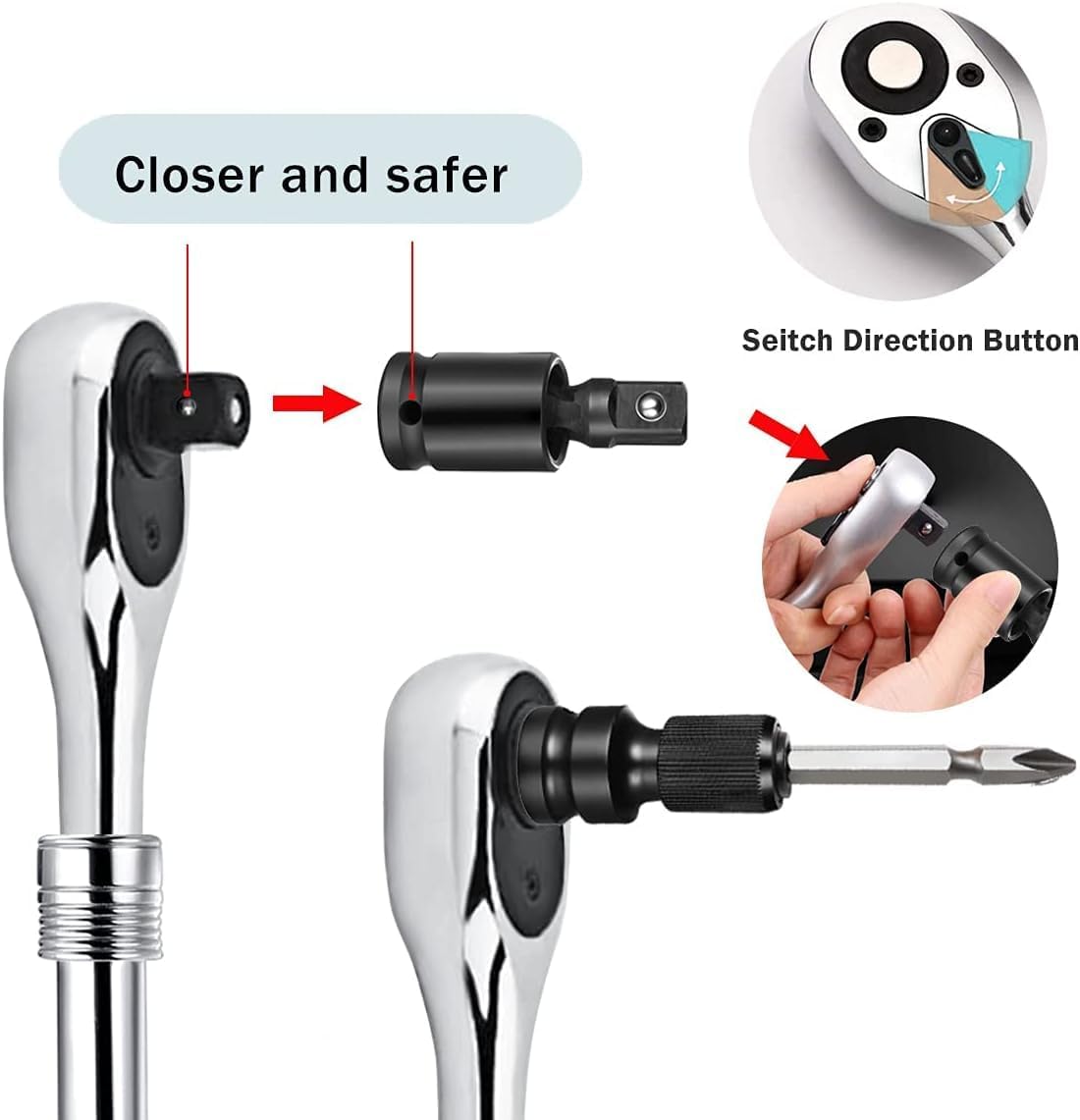 MTP 1/2" Extend Handle Ratchet Wrench 72 Teeth Heavy Duty Extending Telescopic Quick Release Ratchet Socket Wrench Tool torque