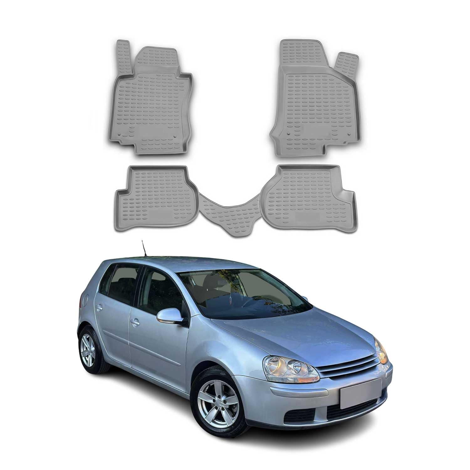 OMAC Dywaniki Gumowe Dywaniki Pasujące do VW Golf 2003-2007 TPE Dywaniki Samochodowe Szary 4X