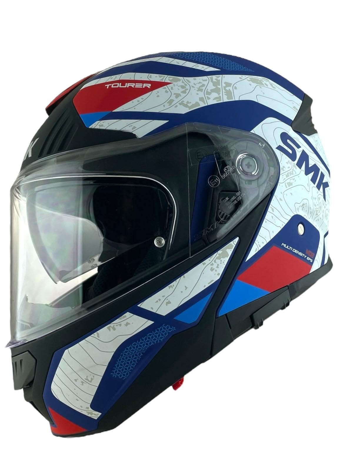 Casco modulare GULLWING Navigator bianco blu e rosso omologato 22.06 con doppia visiera P/J (4XL 67/68)