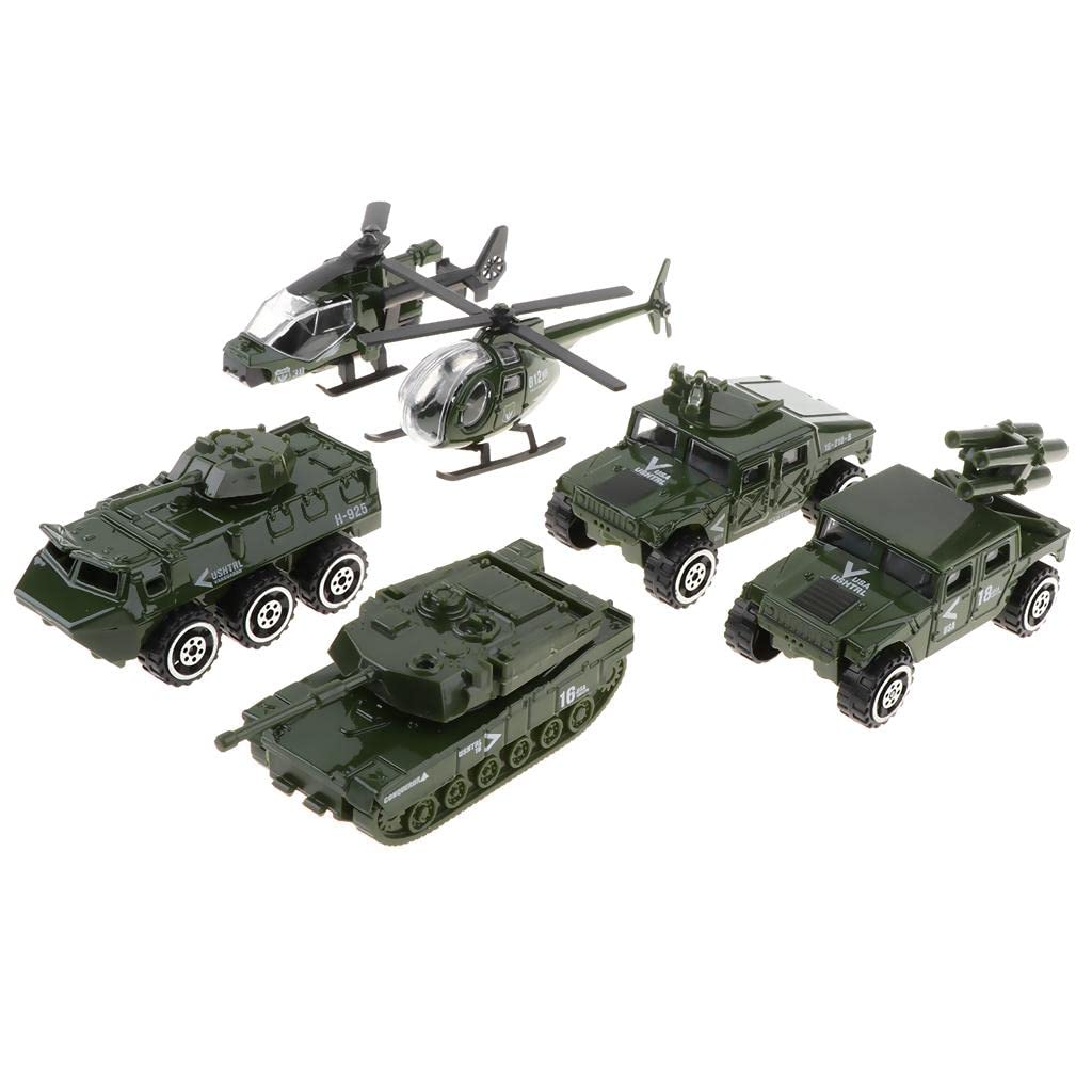 Enakshi (LABEL) Creations 6 Pieces Army Vehicle Toy Set 1:87 Diecast Alloy Military Model Car Playset Helicopter Panzer Tank Truck Jeep Armored Car for KidsToys & Hobbies|Diecast & Toy Vehicles|Tanks