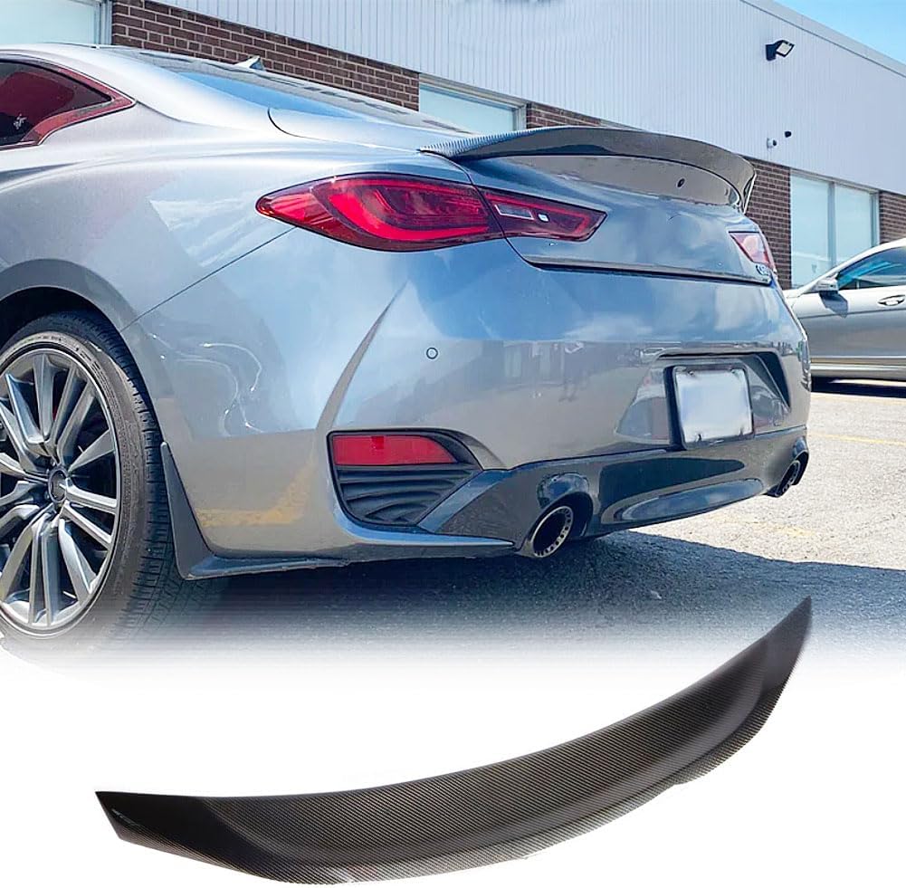 Carbon Fiber Trunk Spoiler for Infiniti Q60 Q60S Coupe 2017-2022 Rear Boot Lid Highkick Tail Wing Lip Rear Trunk Spoiler