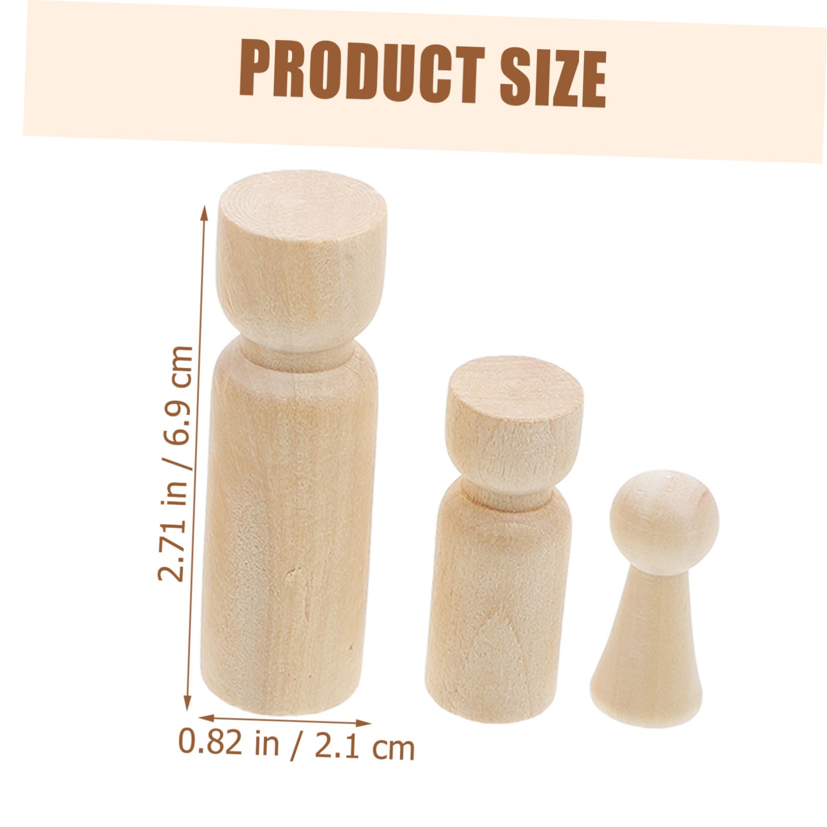 Figuras de Madera sin Terminar 50 Piezas, Muñeca de Clavija, Mezcla