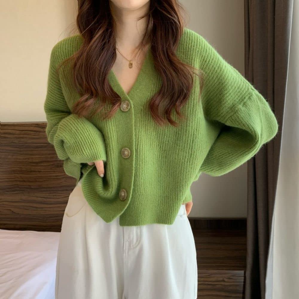 Golfino Donna Cotone,Cardigan A Maglia Corto Da Donna Moda Blu Motivo Cuore D'Amore Scollo A V Bottone Manica Lunga Aperto Frontale Maglioni Cardigan Autunno Largo Morbido Maglia Capispalla Giacca