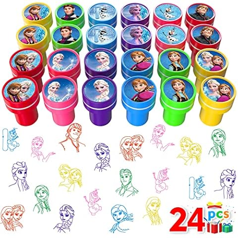 Frozen Party Stamps for Kids, 24Pcs Anna Elsa and Olaf Assorted Self-Inking Stamps, Goodie Bag Stuffers, Birthday Party Supplies Favor for Kids, Teacher Stamps Reward Pinata Fillers Carnival Prizes Cover