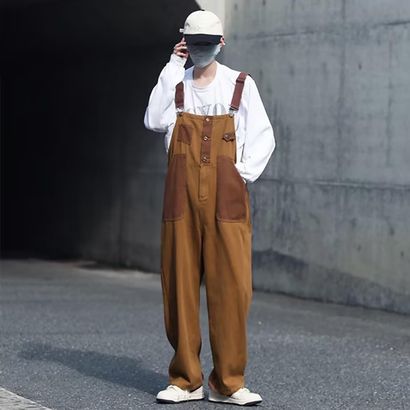 Peto para hombre, mono cargo de trabajo, Y2K, mono con tirantes, peto, retro, holgado, estilo americano, ropa de calle, vintage