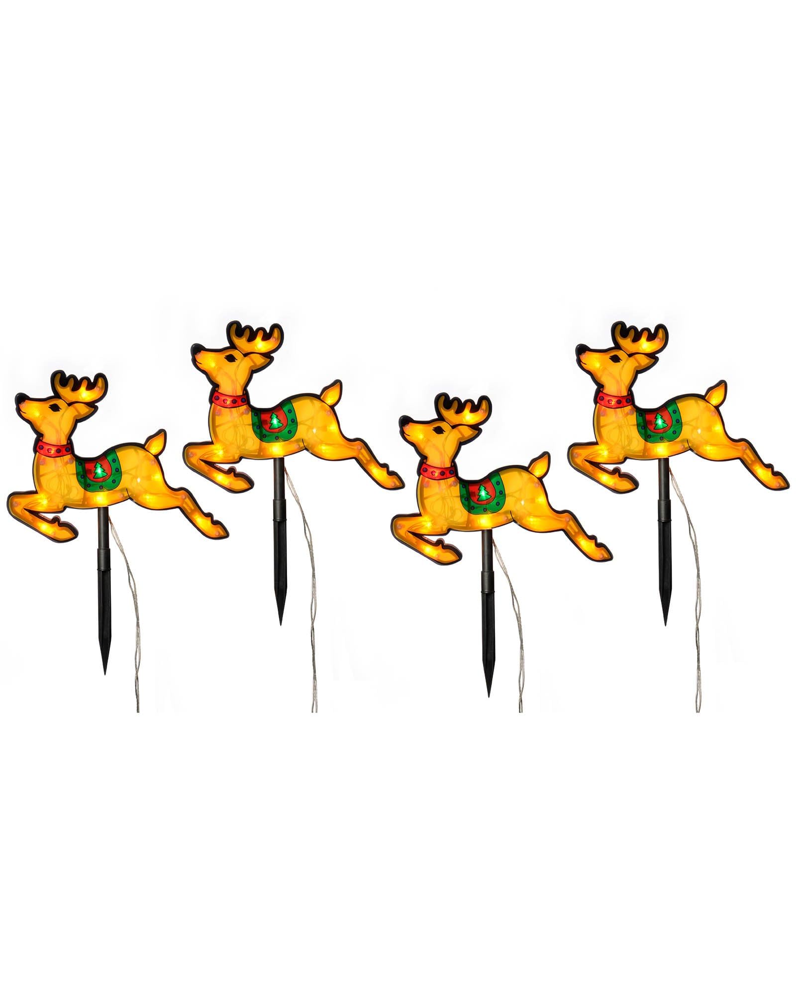 WeRChristmas Pre-Lit LED Reindeer Silhouette Pathway Lights - Multi-Colour, Set of 4