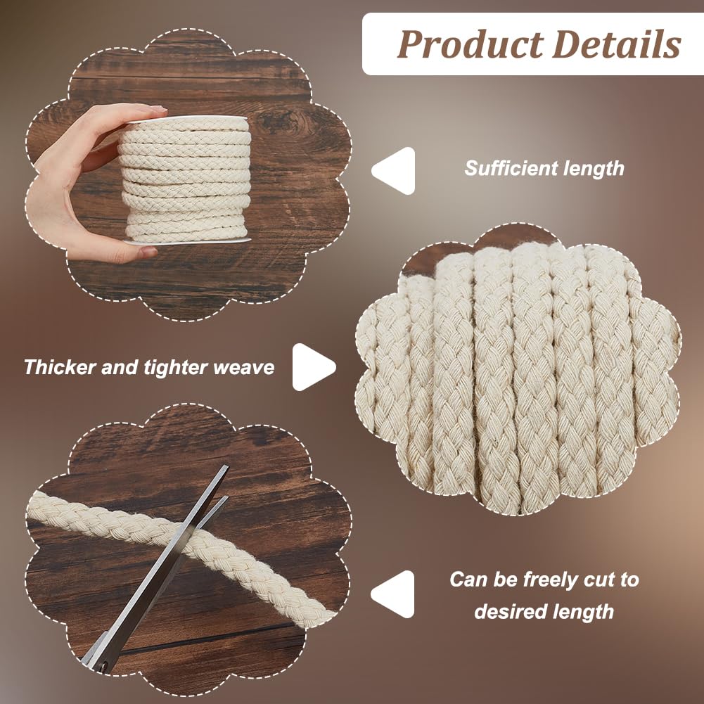 FINGERINSPIRE Cordón trenzado de algodón de 12,5 m con un carrete vacío de plástico de 10 mm de ancho, cordón trenzado de algodón blanco floral para asa de bolsa, costura, manualidades, decoración del
