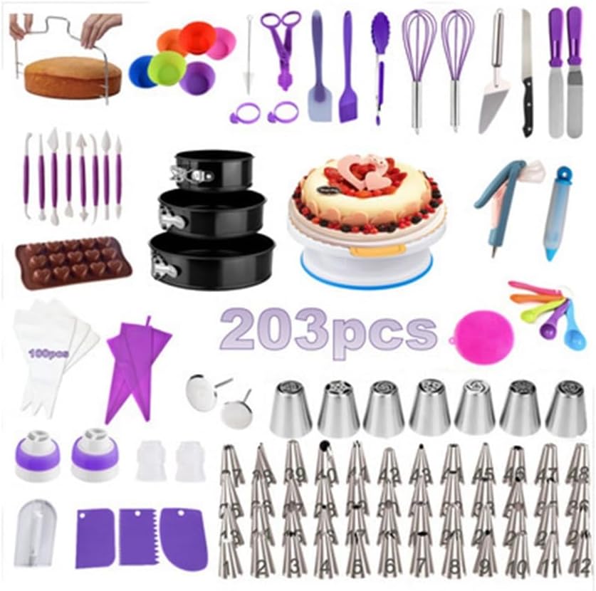 203 Piece DIY Cake Baking Tool Turntable Set Cake Turntable Mounted Mouth Set