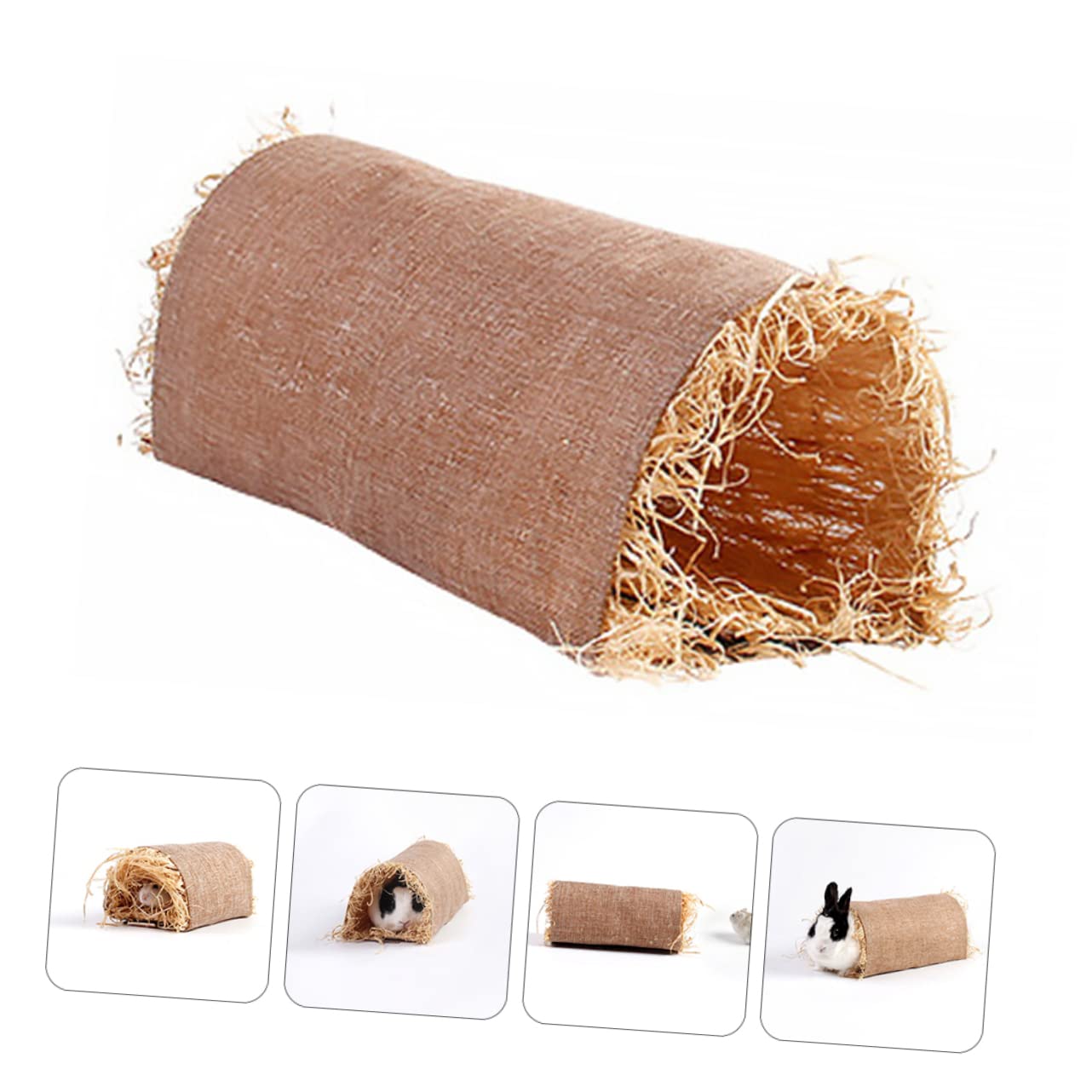 Túnel for hámster, túnel for conejitos, Nido, Jaula for hámster, Accesorios, cabaña for hámster, Colcha de Hierba for Mascotas, Rabb,Nidos para Mascotas pequeñas(Khaki,M)