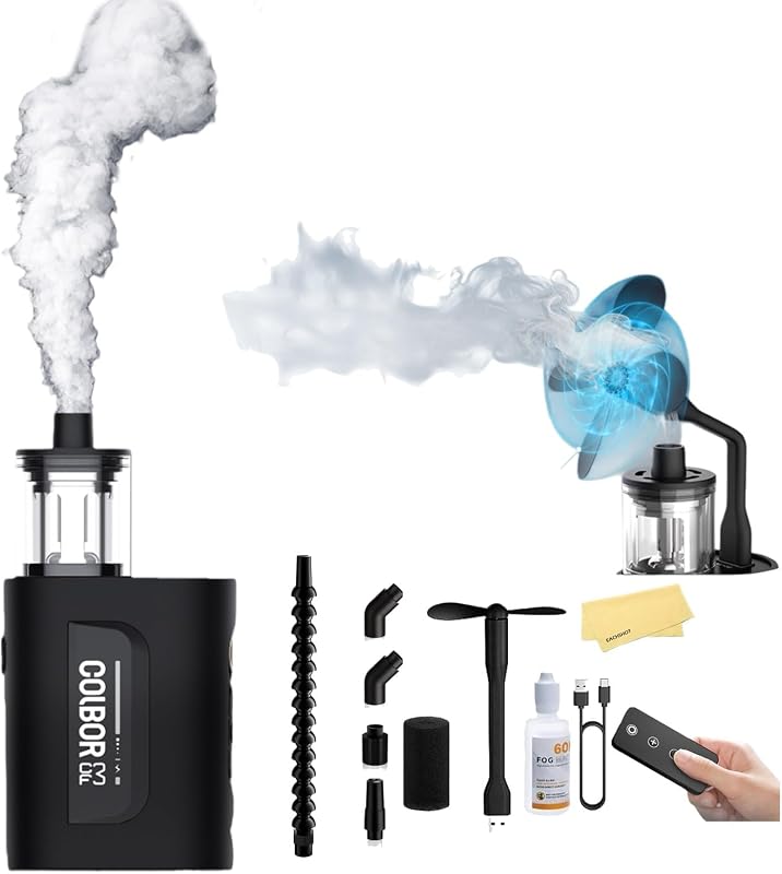 COLBOR CF3 Fog Machine 30W Portable Fog Machine Mini Fogger for Photography | with 60° Tilt-Protection for Outdoor Party Cosplay Halloween Rechargeable Smoke Machine Fog
