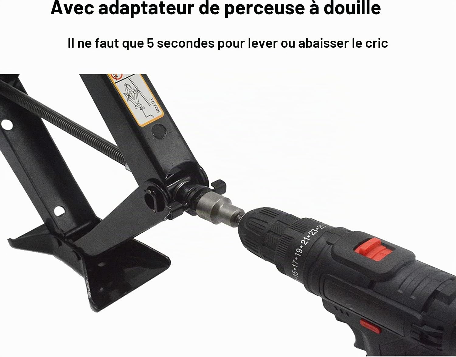 Max 3T Cric de Voiture avec manivelle Cric de Chariot de manœuvre pour Voiture/SUV/MPV Max 3T