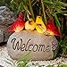 Ovewios Solar Garden Statues Outdoor Decor, Welcome Sign Garden Sculptures Statue Novelty Birds Figurine Decoration for Patio Yard Porch Art Home Decor