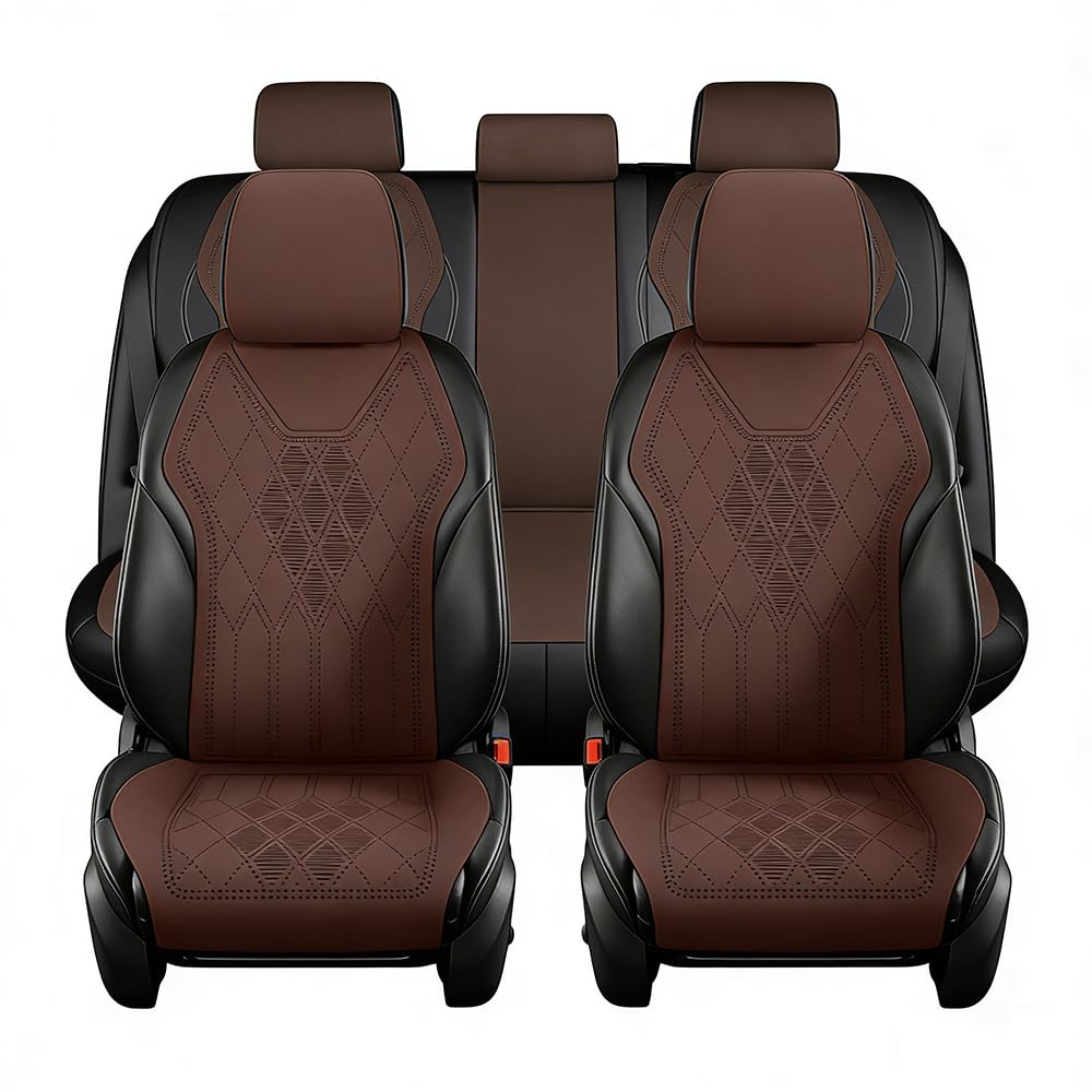 ALDLDA Car Seat Covers for Volvo XC90 2002-2025 P2/SPA, Faux Suede Upholstery Guard, Breathable Soft Automotive Cushions, Non-Slip Interior Accessories,Fullset-Brown