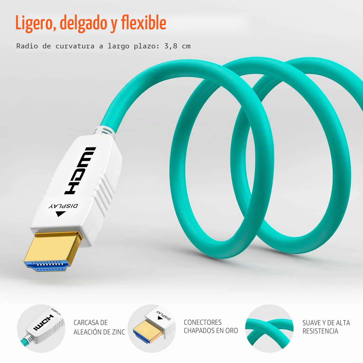 RUIPRO Cable HDMI 2.1 de Fibra Óptica 8K 15M, Ultra Alta Velocidad 48Gbps, Soporta 8K@60Hz, 4K@120Hz, HDR Dinámico, eARC, HDCP 2.2, Compatible con PS5, Xbox, TV, Proyector, Monitor, Home Cinema