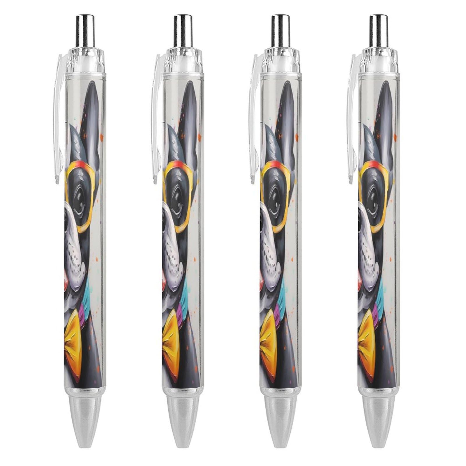 Bolígrafo retráctil para diario y oficina de 0,5 mm, pack de 4 con diseño de bulldog 8
