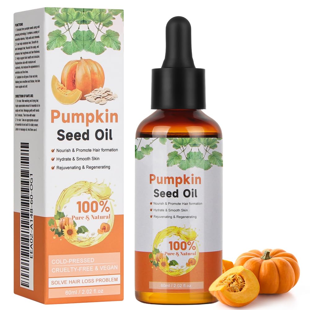 BUTBU Pumpkin Seed Oil for Hair Growth 100% Pure Natural Essential Oil for Eyebrow Eyelash and Skin Care Enhances Hair Thickness