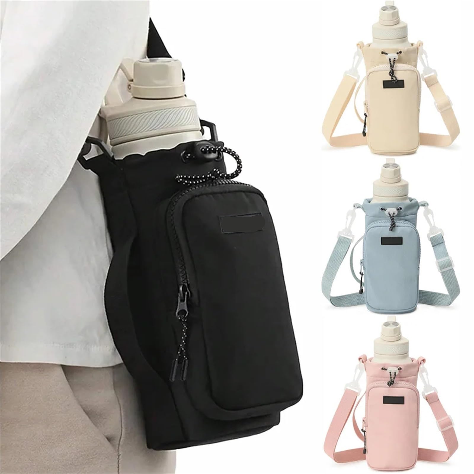 Flaschentasche Outdoor-Sport-Wasserflaschentasche | Mit verstellbarem Schultergurt und Taschenfach for Wandern und Camping
