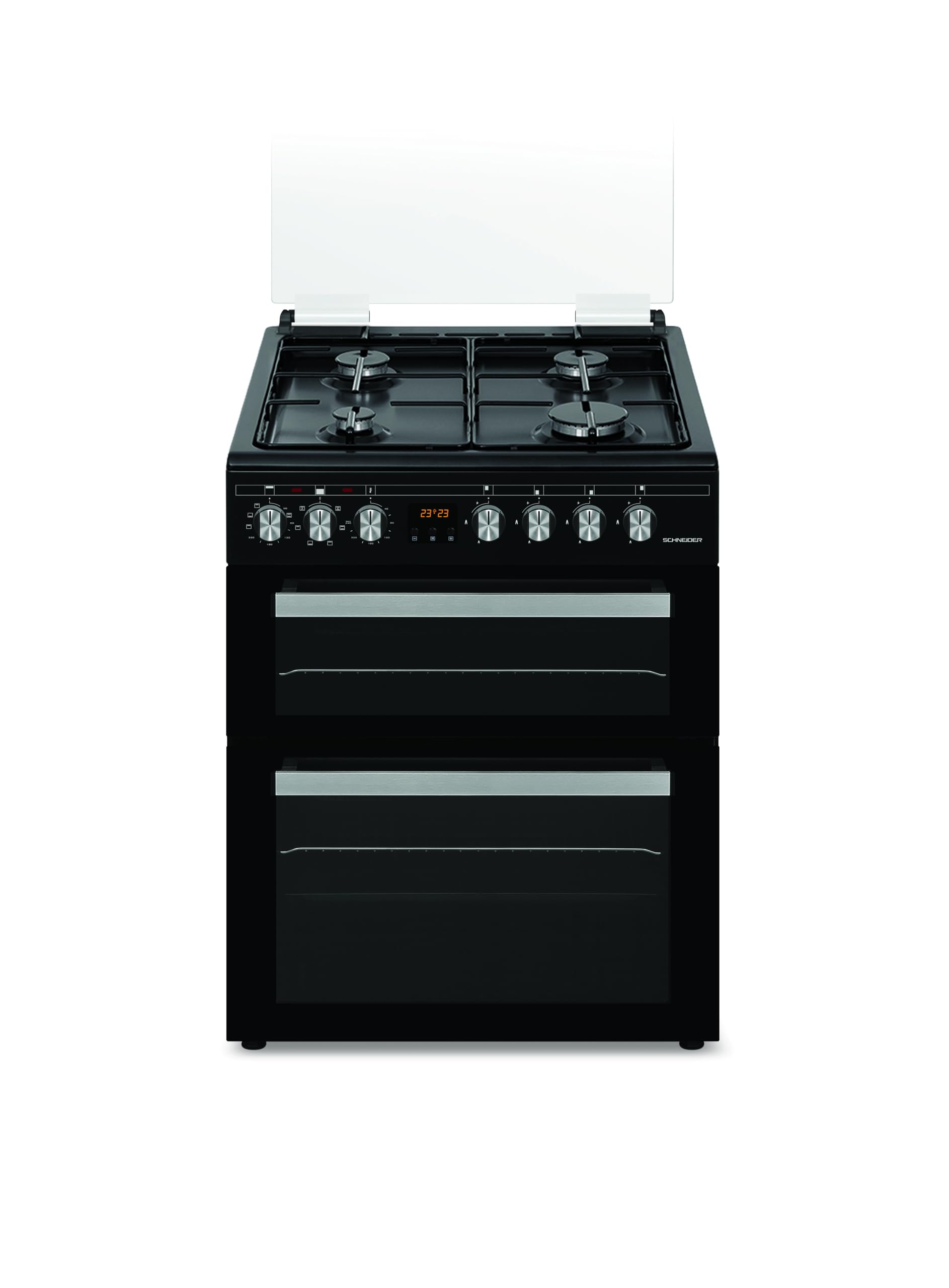 Schneider SCCG64DO-BM - Cuisinière double four 4 feux gaz Black mat