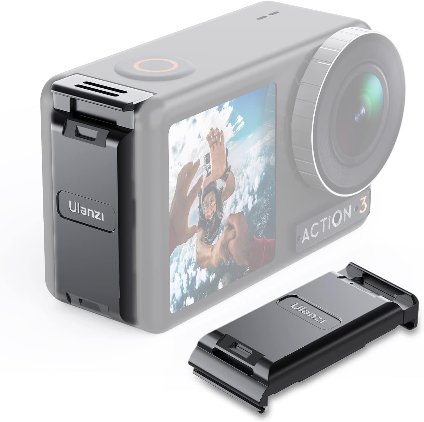 Ulanzi 3248A OA-16 Magnetic Battery Door Cover for DJI Osmo Acition 3 Fits Magnetic System with Magnetic Buckle Design for Increased Extendability & Versatility